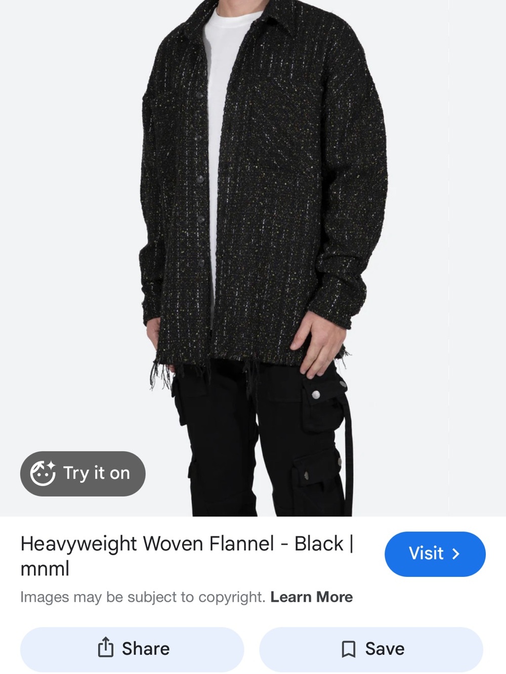 MNML Heavyweight Woven Flannel Jacket in Black